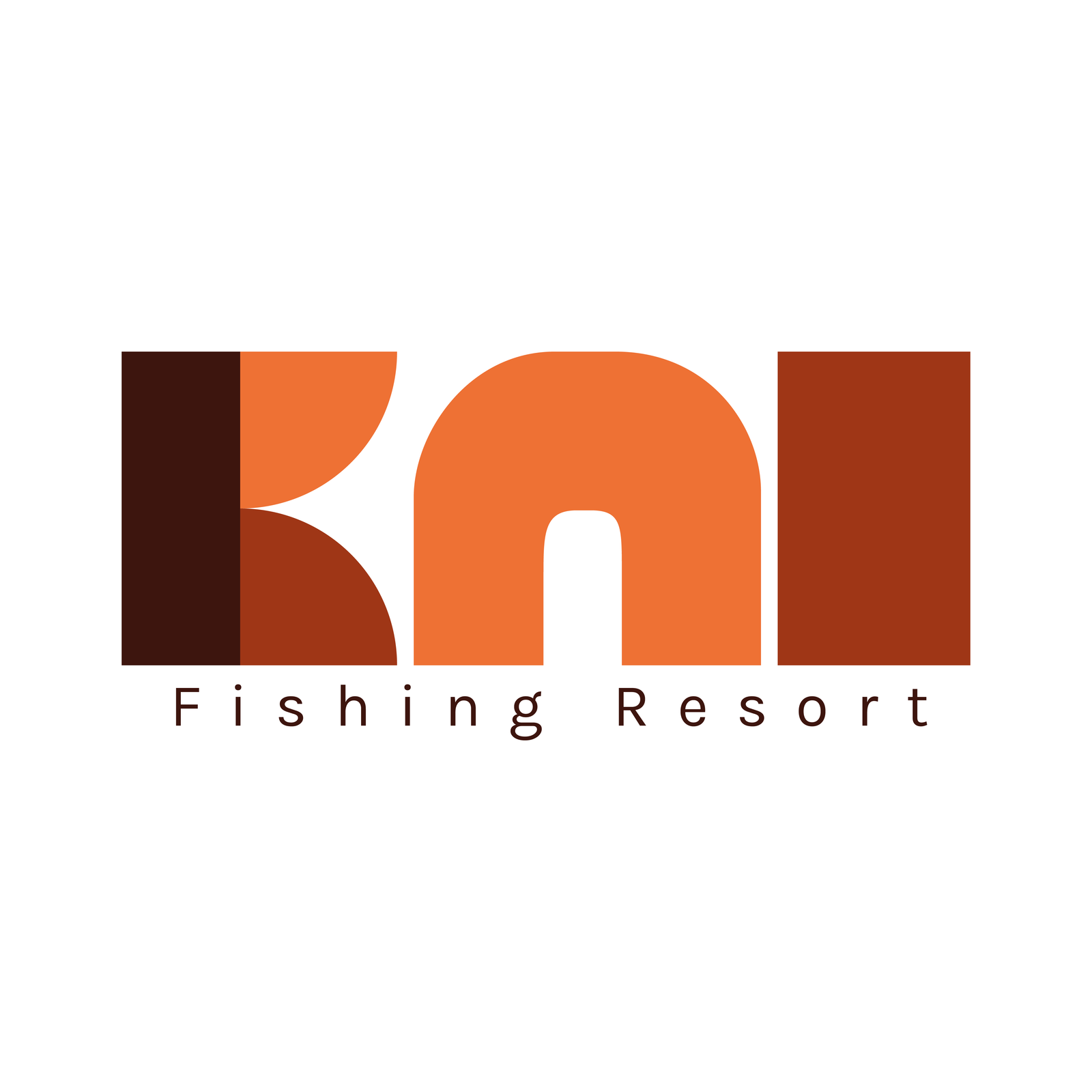 KAI Fishing Resort Logo in Terrakotta und Kastanienbraun